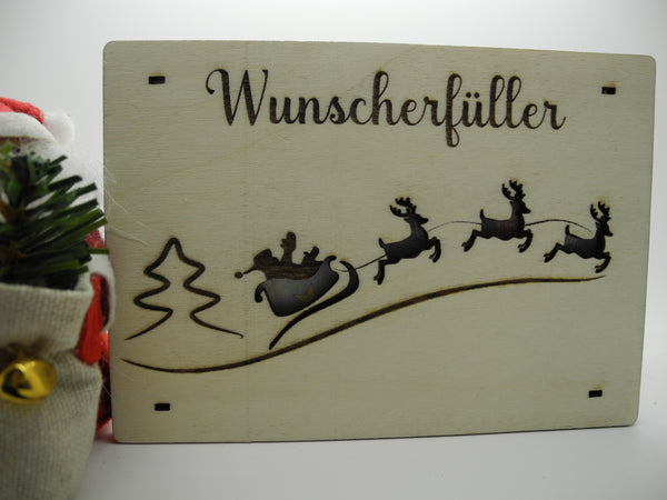 Geldkarte,Geschenkkarte aus Sperrholz Holz mit Motiv Weihnachten