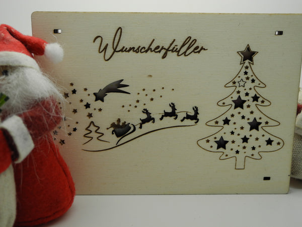 Geldkarte,Geschenkkarte aus Sperrholz Holz mit Motiv Weihnachten
