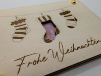 Geldkarte-Geschenkkarte aus Sperrholz Motiv Weihnachtssocken