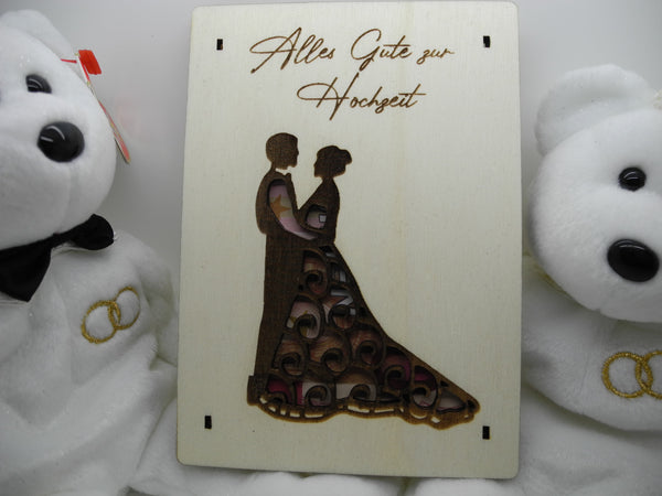 Geschenkkarte Geldkarte aus Sperrholz Holz Motiv Hochzeit