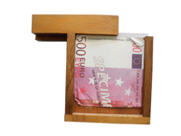 Geld-Kohle-Asche, Knobelspiel, Geldtresor,Gutscheintresor aus Holz