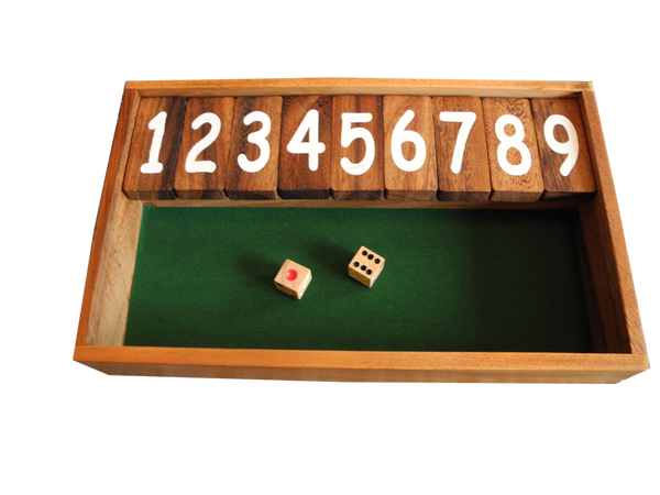 Jackpot-shut-the-box-canoga-Kneipenspiel-Trinkspiel aus Holz