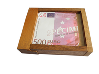 Geld-Kohle-Asche, Knobelspiel, Geschenktresor,Gutscheintresor aus Holz
